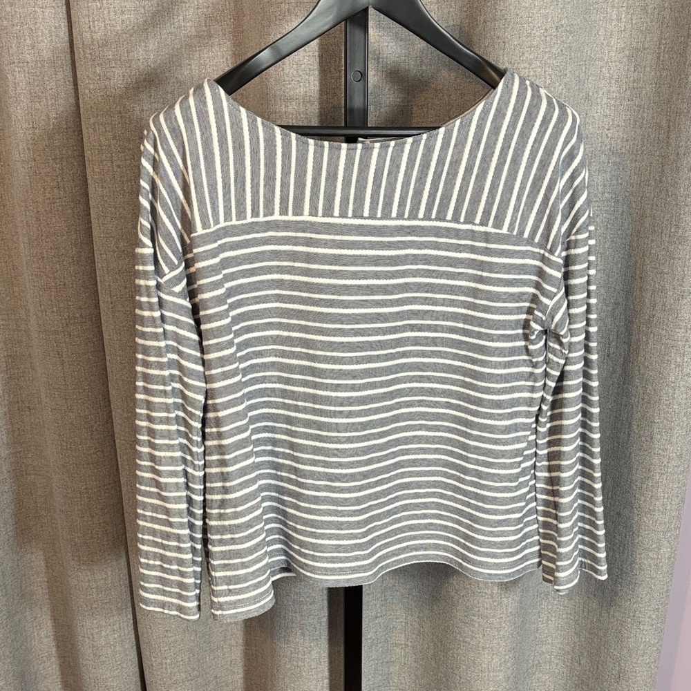 Women’s Navy and White Striped Blouse Size XL